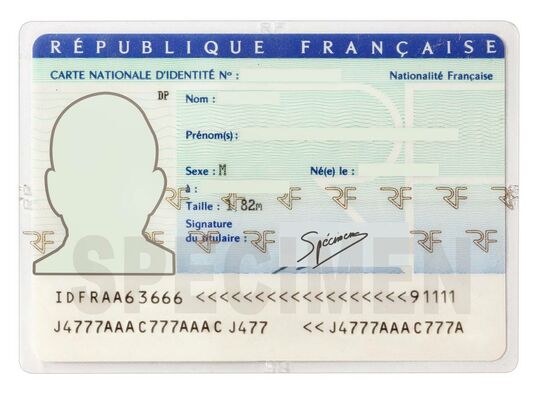 Spécimen de carte nationale d'identité